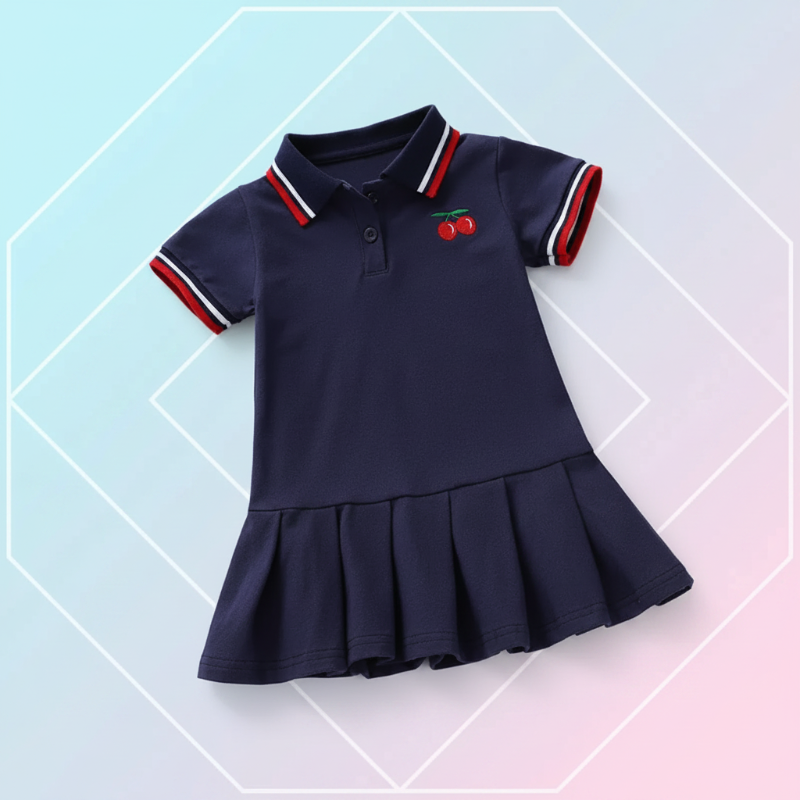 PetitJoy – Comoda ed elegante – Abito polo con stampa a ciliegie