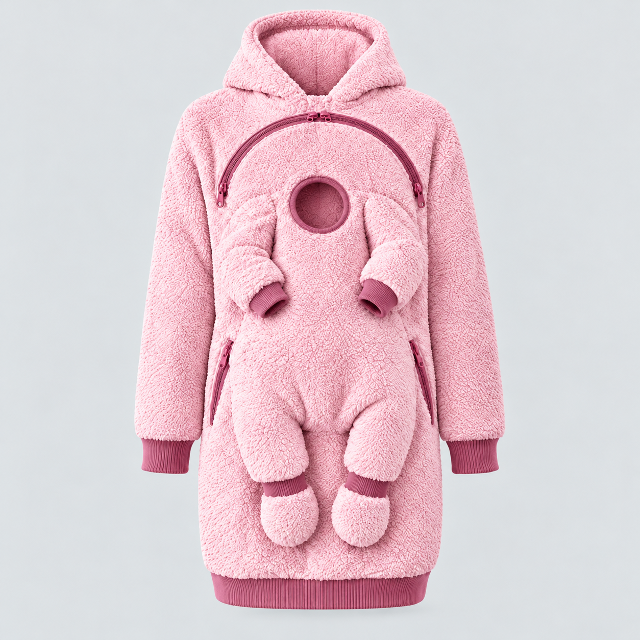 MamaHug – Caldo e pratico – Felpa con cappuccio 2 in 1 per mamma e bambino