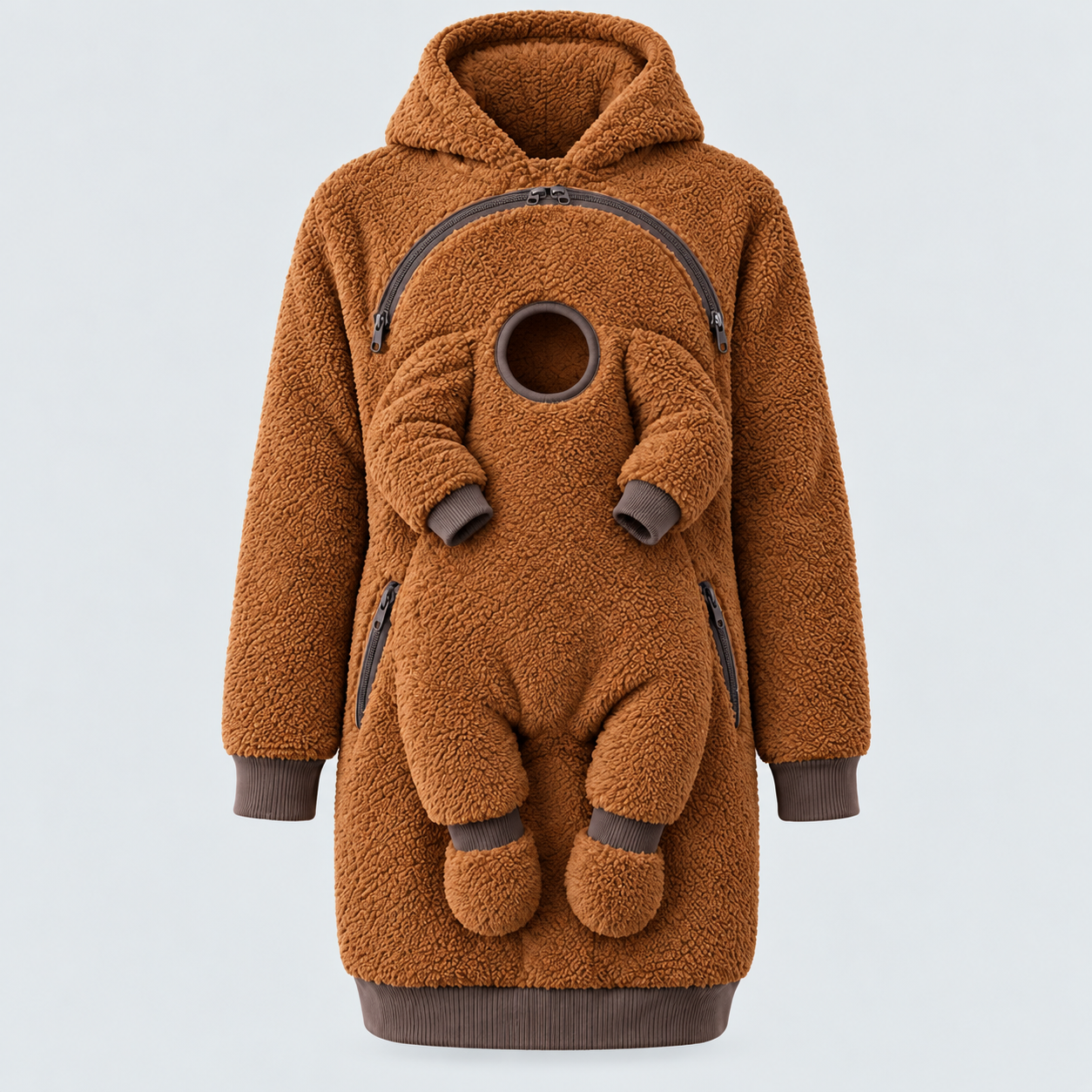 MamaHug – Caldo e pratico – Felpa con cappuccio 2 in 1 per mamma e bambino