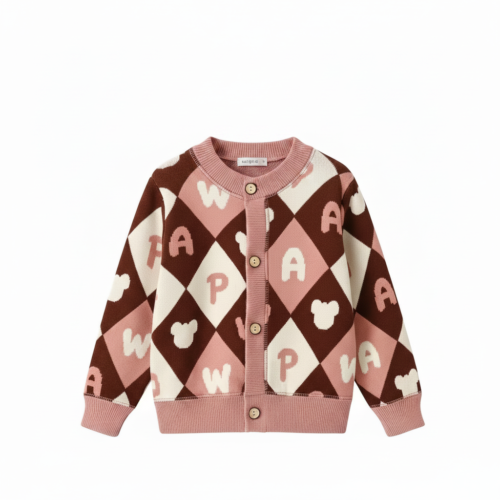 CozyCardi – Morbido e caldo – Cardigan lavorato a maglia con simpatiche stampe