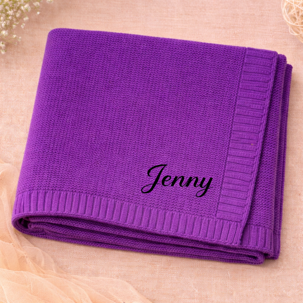 Personalized Baby Blanket – Morbida e unica – Coperta in cotone personalizzata con ricamo