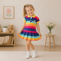 Thumbnail for RainbowBabe – Fresco e colorato – Abito polo per bambinas