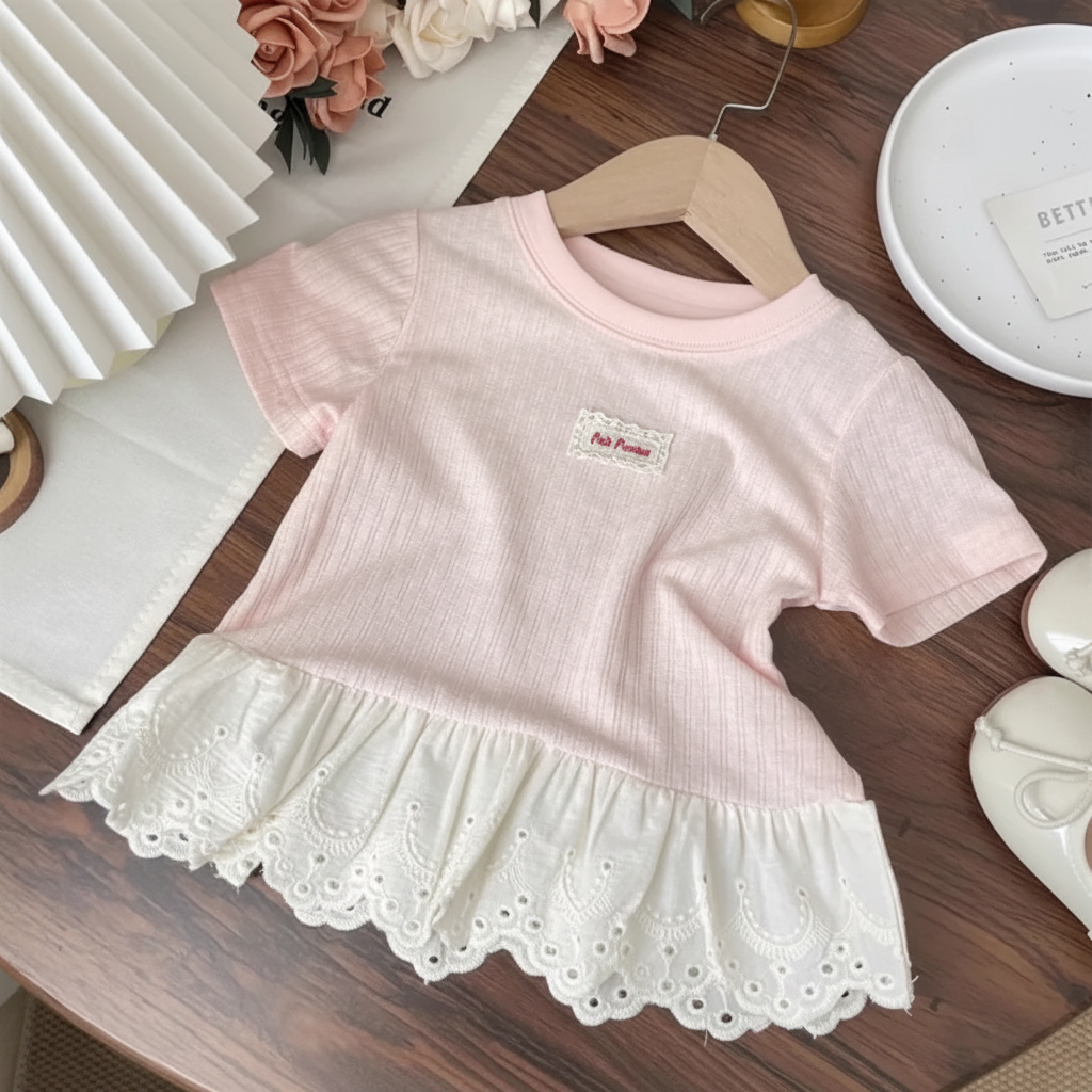 Polo Premium – Morbida e carina – Maglietta con bordo in pizzo