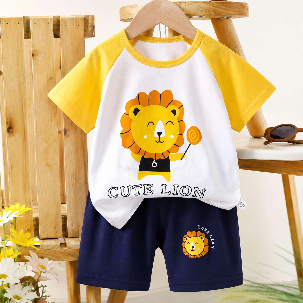 Mini Fashion™ - Abbigliamento stampa leone - Set estivo da bambino