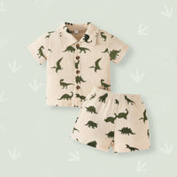 Thumbnail for Dinosaur & Car Print Outfit – Grintoso e giocoso – Set di abbigliamento estivo