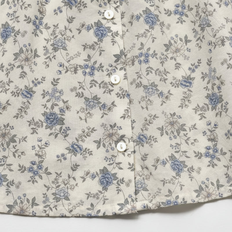 Vine Print Blouse – Leggera e carina – Camicetta per bambina con maniche a sbuffo