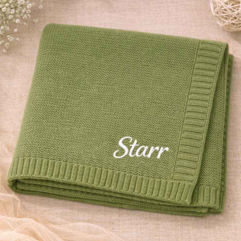 Personalized Baby Blanket – Morbida e unica – Coperta in cotone personalizzata con ricamo