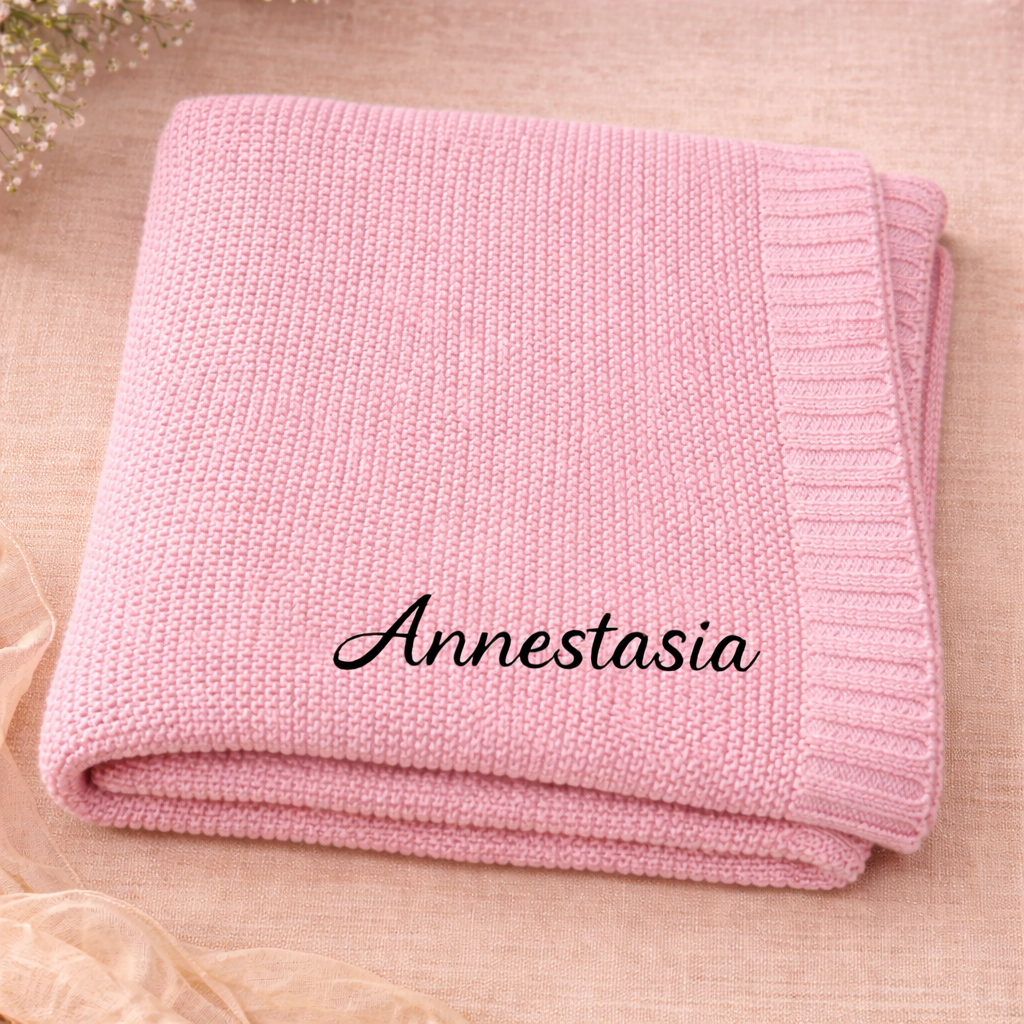 Personalized Baby Blanket – Morbida e unica – Coperta in cotone personalizzata con ricamo