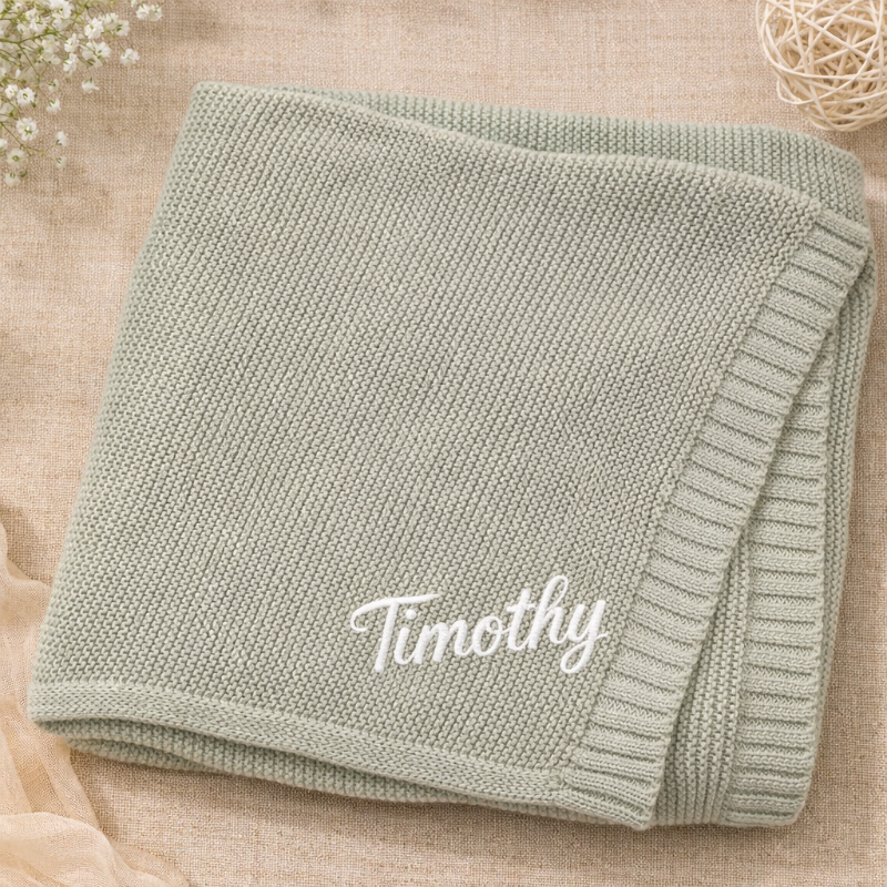 Personalized Baby Blanket – Morbida e unica – Coperta in cotone personalizzata con ricamo