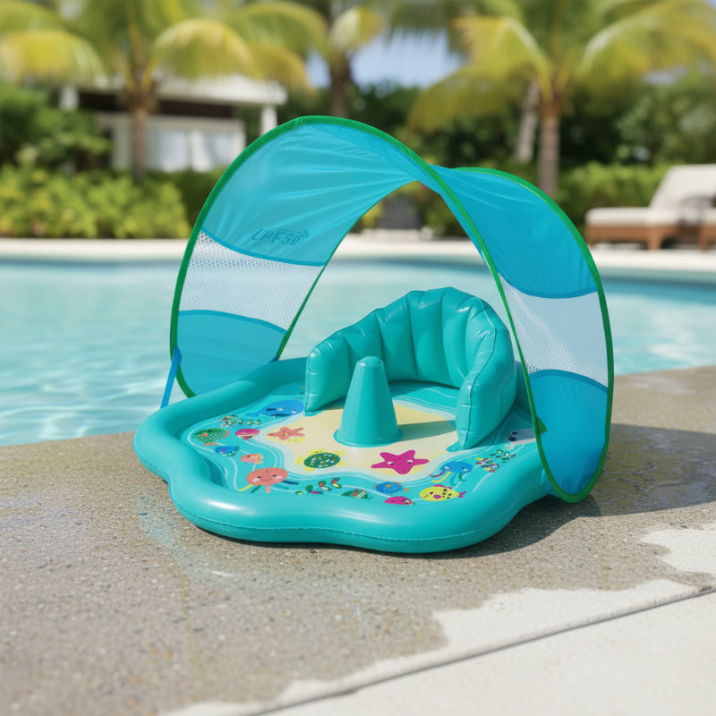 SplashPlay – Sicuro e divertente – Piscina per bambini con parasole