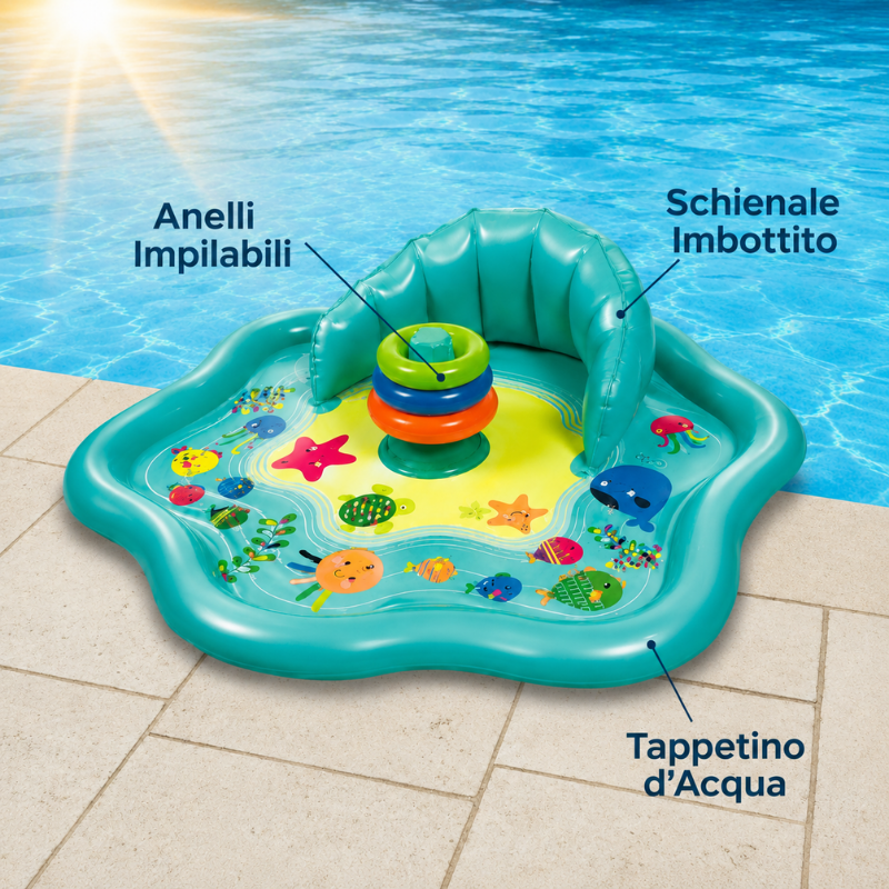 SplashPlay – Sicuro e divertente – Piscina per bambini con parasole