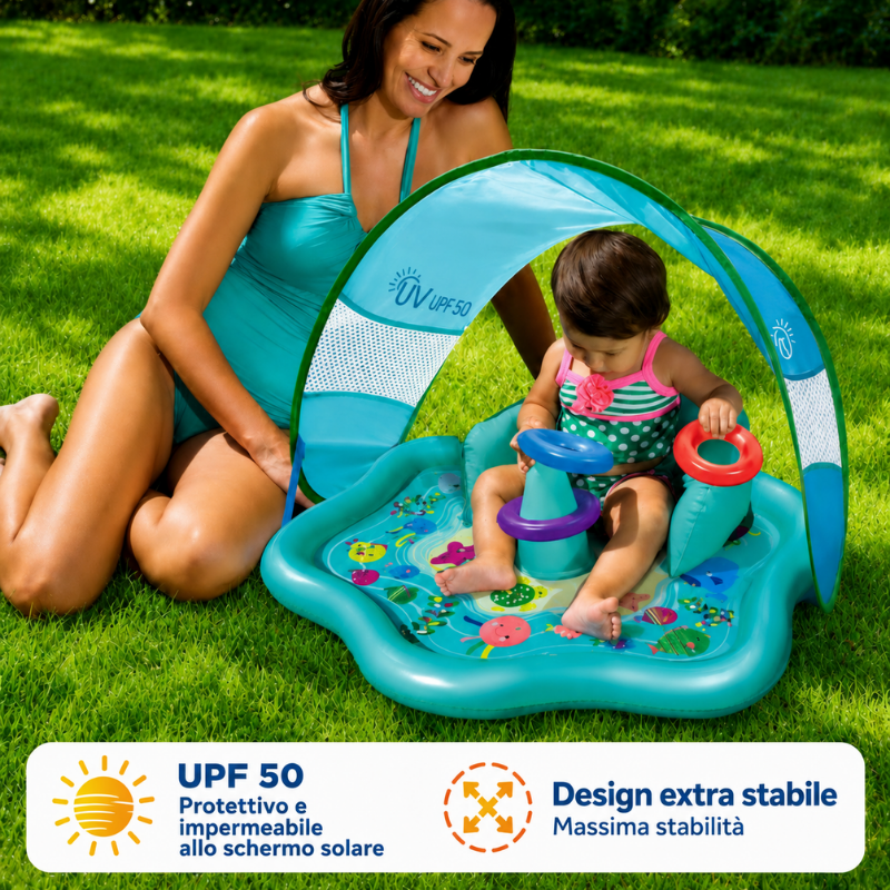 SplashPlay – Sicuro e divertente – Piscina per bambini con parasole
