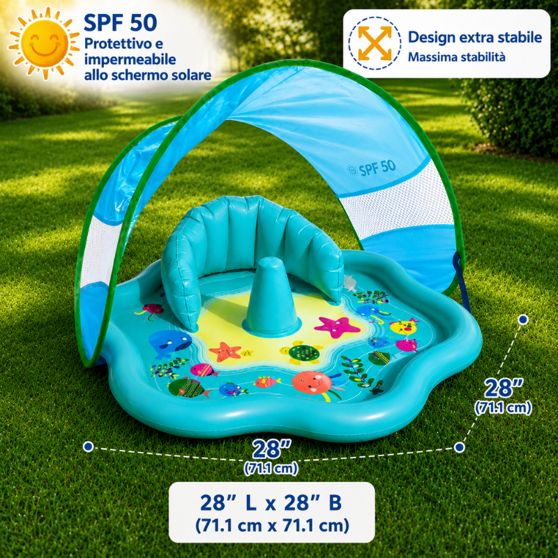 SplashPlay – Sicuro e divertente – Piscina per bambini con parasole