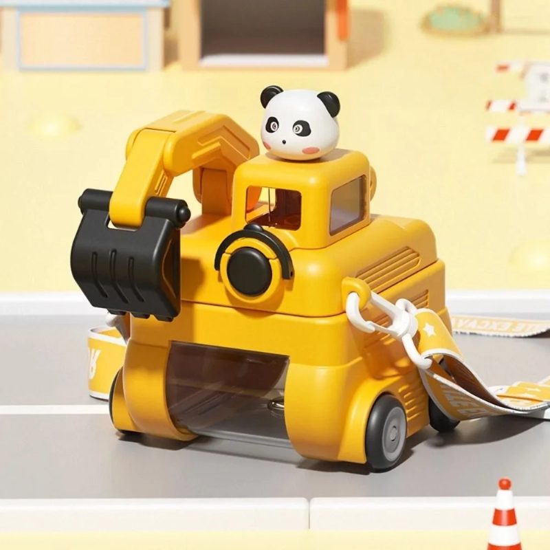 TinyExcavators – Unica e funzionale – Bottiglia d'acqua a forma di escavatore con cannuccia