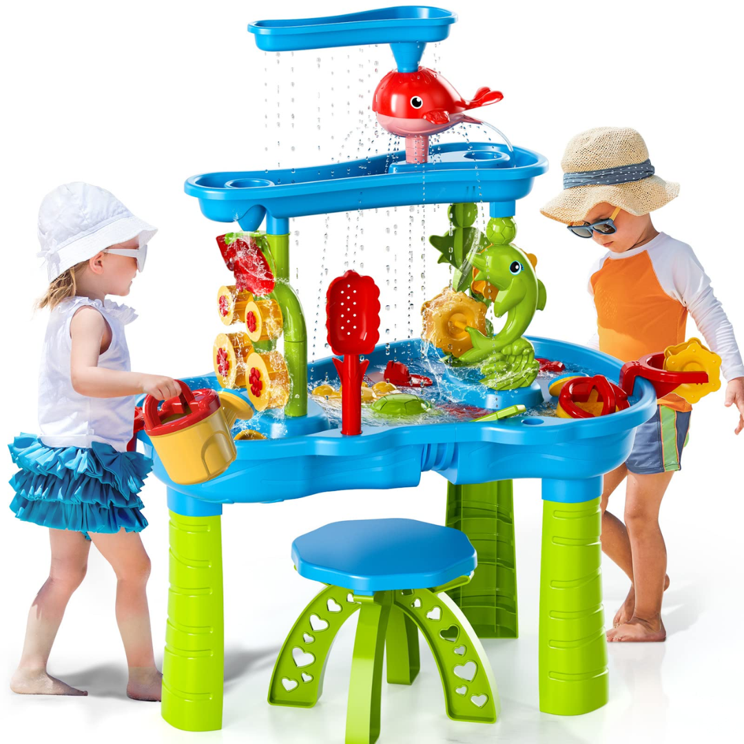 AquaPlay – Divertimento estivo e scoperta – Tavolo da gioco a 3 strati con sabbia e acqua