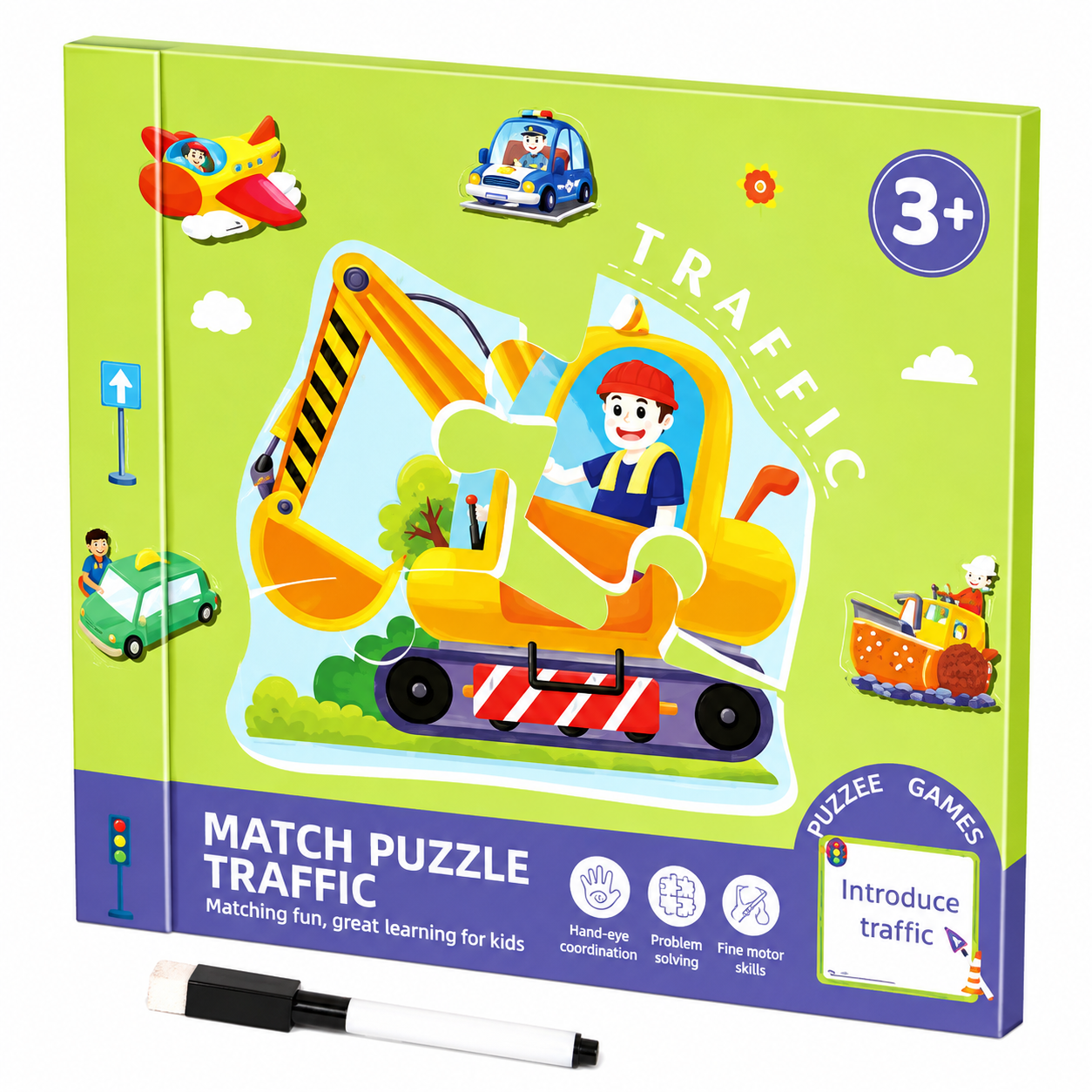 SmartMatch – Divertente e istruttivo – Libro magnetico 2 in 1 con disegni e puzzle