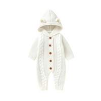 Thumbnail for SoftKnit – Caldo e carino – Tutina da neonato lavorata a maglia con cappuccio