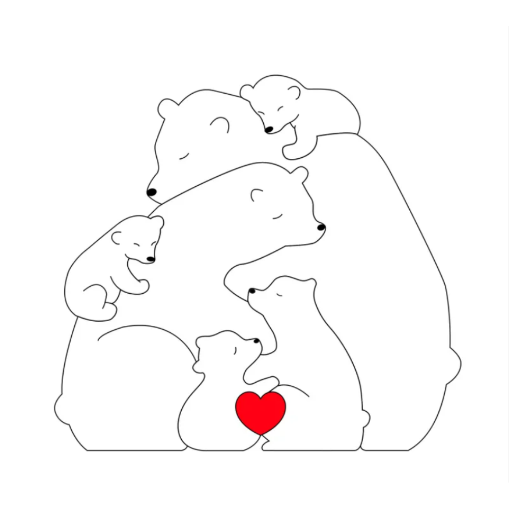 Family Puzzle™ – Regalo personalizzato per la Festa della Mamma con una famiglia di orsacchiotti