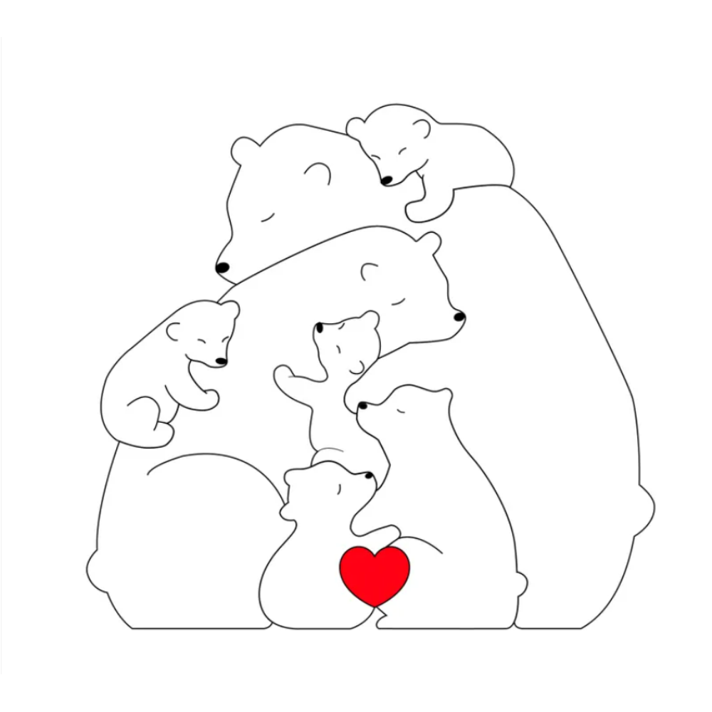 Family Puzzle™ – Regalo personalizzato per la Festa della Mamma con una famiglia di orsacchiotti