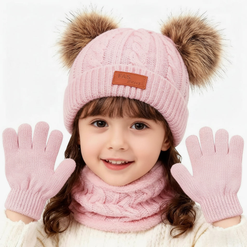 CozyPom – Caldo e morbido - Set invernale con berretto, sciarpa e guanti