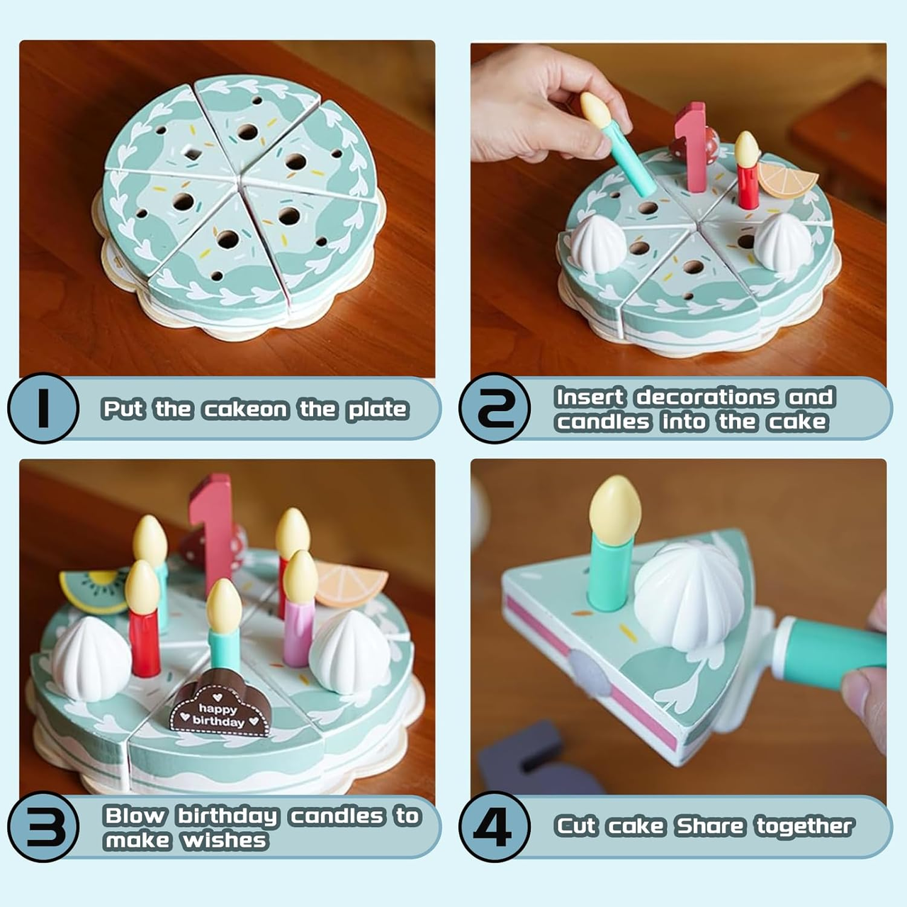 TinyChef – Istruttivo e divertente – Set da cucina in legno con torta e accessori