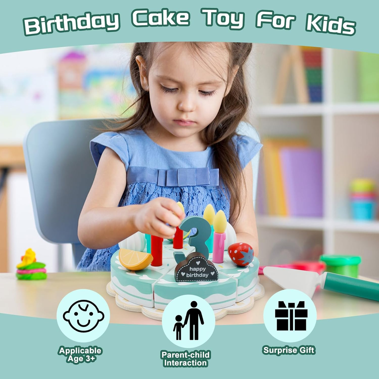 TinyChef – Istruttivo e divertente – Set da cucina in legno con torta e accessori