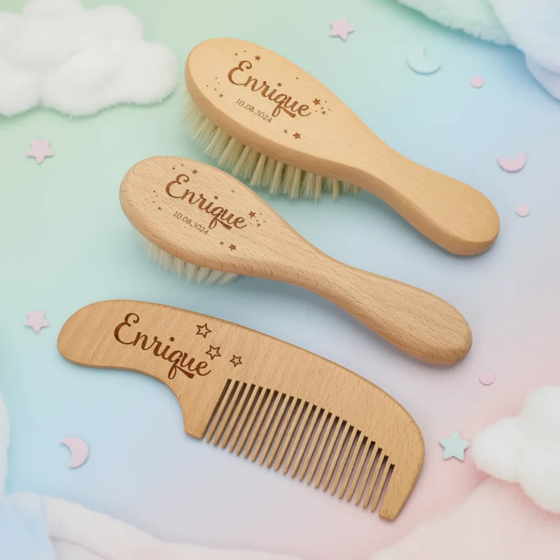 Personalized Hairbrush – Delicato e unico – Set personalizzato di spazzole per capelli per neonati
