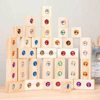 Thumbnail for Rainbow Gem Stacking Blocks – Creativo e didattico – Set di blocchi da impilare in legno