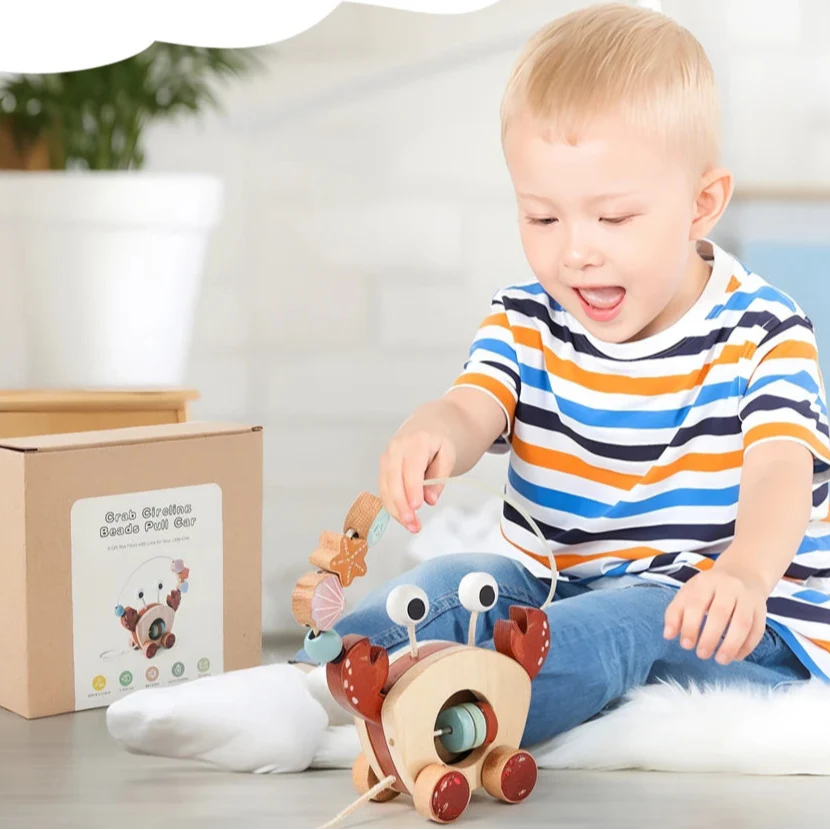 Crab Pull Toy™ – Giocare e imparare – Granchio di legno