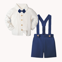 Thumbnail for LittleDandy – Classico ed elegante – Pantaloncini in cotone con bretelle, fiocco e camicia