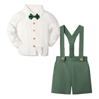 Thumbnail for LittleDandy – Classico ed elegante – Pantaloncini in cotone con bretelle, fiocco e camicia