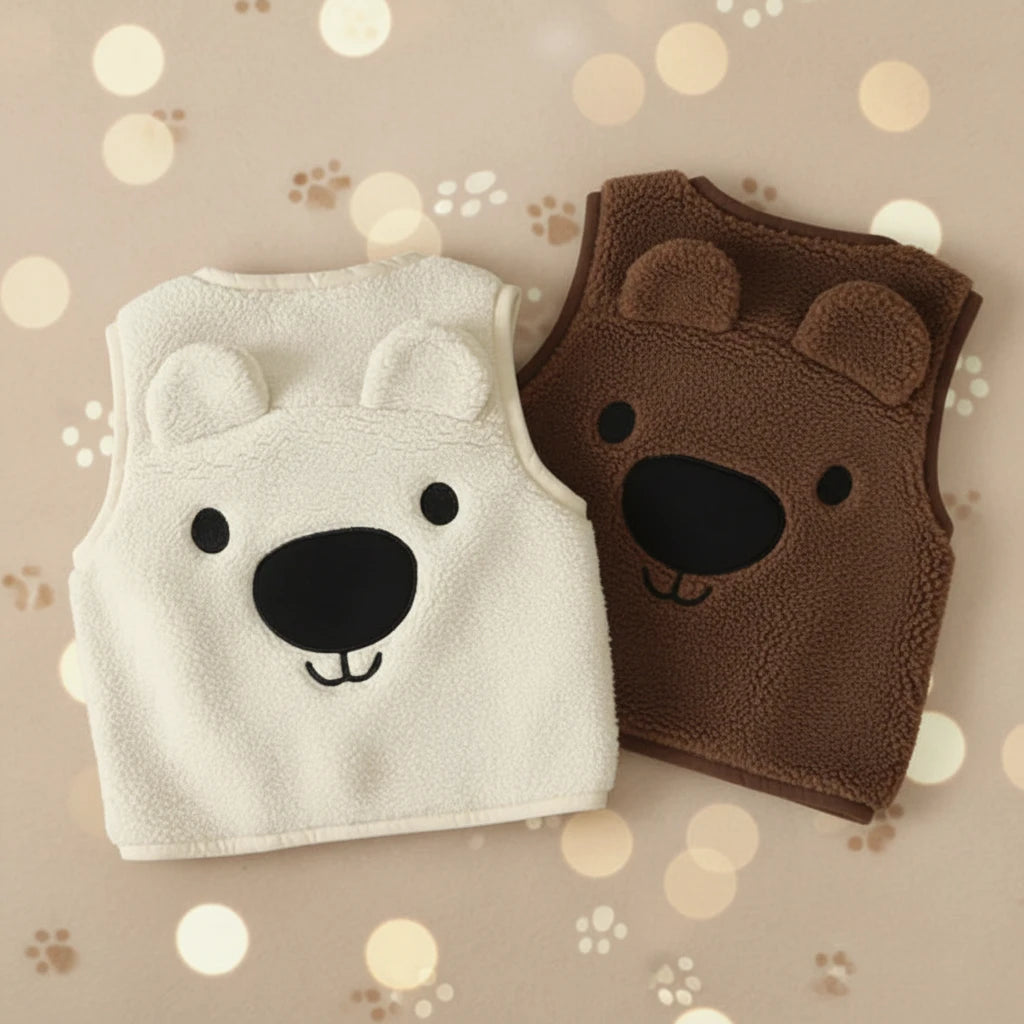 Baby Bear Fleece Vest – Caldo e morbido – Gilet da bambino con orsacchiotto