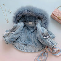 Thumbnail for FurDream – Denim Look – Cappotto invernale con cappuccio