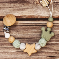 Thumbnail for Baby Pacifier Holder – Con nome – Perline personalizzate in legno e silicone