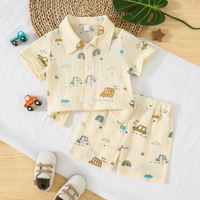 Thumbnail for Dinosaur & Car Print Outfit – Grintoso e giocoso – Set di abbigliamento estivo