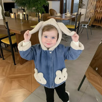 Thumbnail for Girls Bunny Denim Coat – Caldo e confortevole – Giacca per bambini