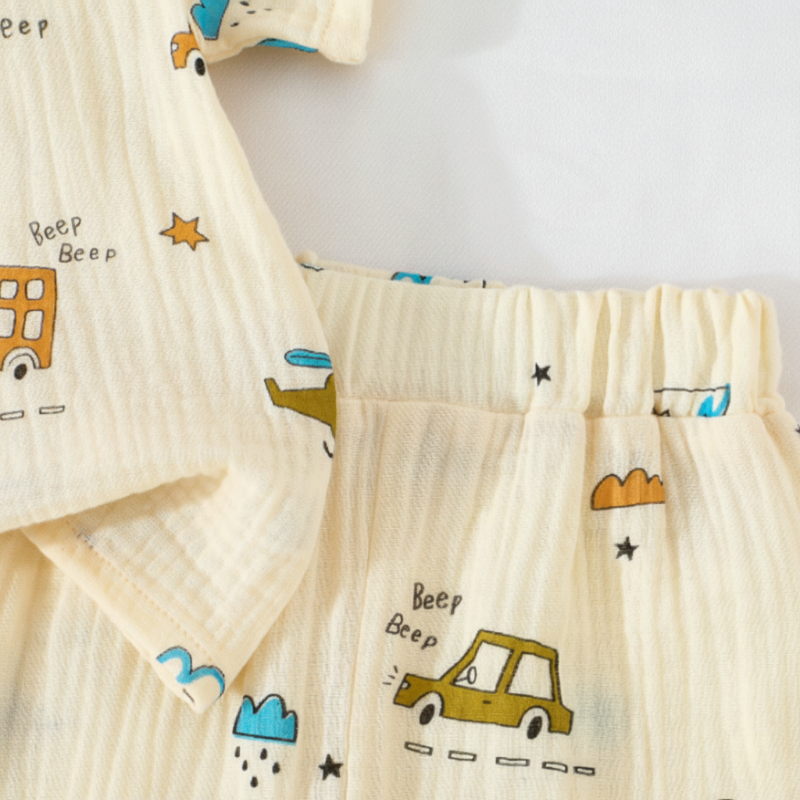 Dinosaur & Car Print Outfit – Grintoso e giocoso – Set di abbigliamento estivo