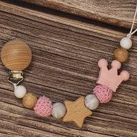 Thumbnail for Baby Pacifier Holder – Con nome – Perline personalizzate in legno e silicone