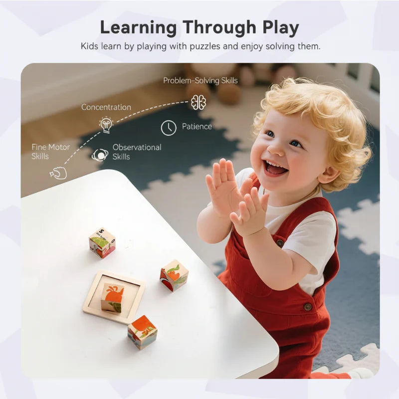 WoodMind – Creativo e didattico – Puzzle in legno 6 in 1 con animali Montessori
