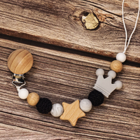 Thumbnail for Baby Pacifier Holder – Con nome – Perline personalizzate in legno e silicone