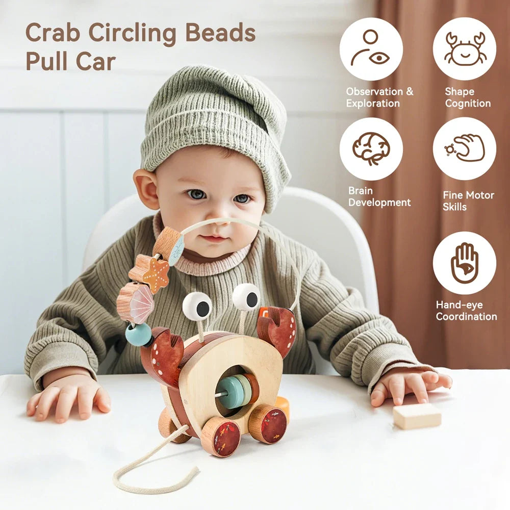 Crab Pull Toy™ – Giocare e imparare – Granchio di legno