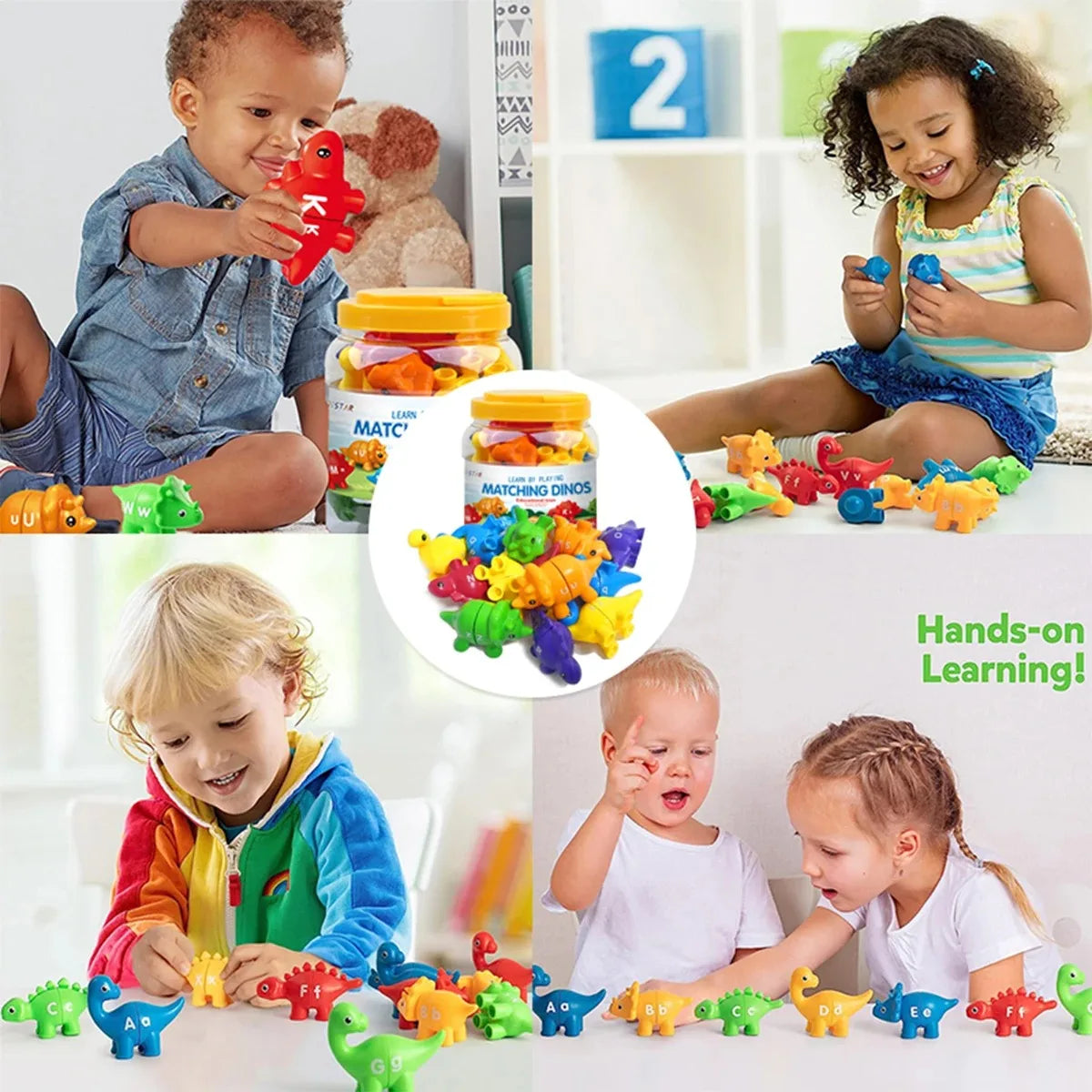 Matching Dino's – Divertente e istruttivo - Gioco dei numeri e dell'alfabeto di Dino