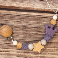 Thumbnail for Baby Pacifier Holder – Con nome – Perline personalizzate in legno e silicone