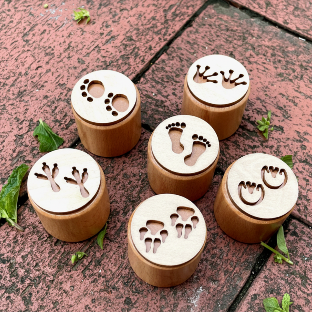 WoodStamp – Montessori & Creatività – 6 timbri in legno per plastilina
