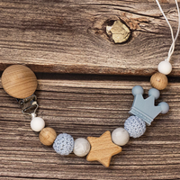 Thumbnail for Baby Pacifier Holder – Con nome – Perline personalizzate in legno e silicone