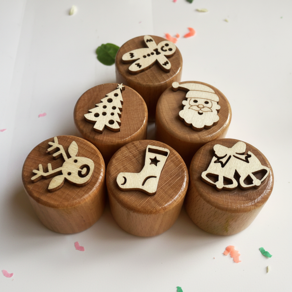 WoodStamp – Montessori & Creatività – 6 timbri in legno per plastilina