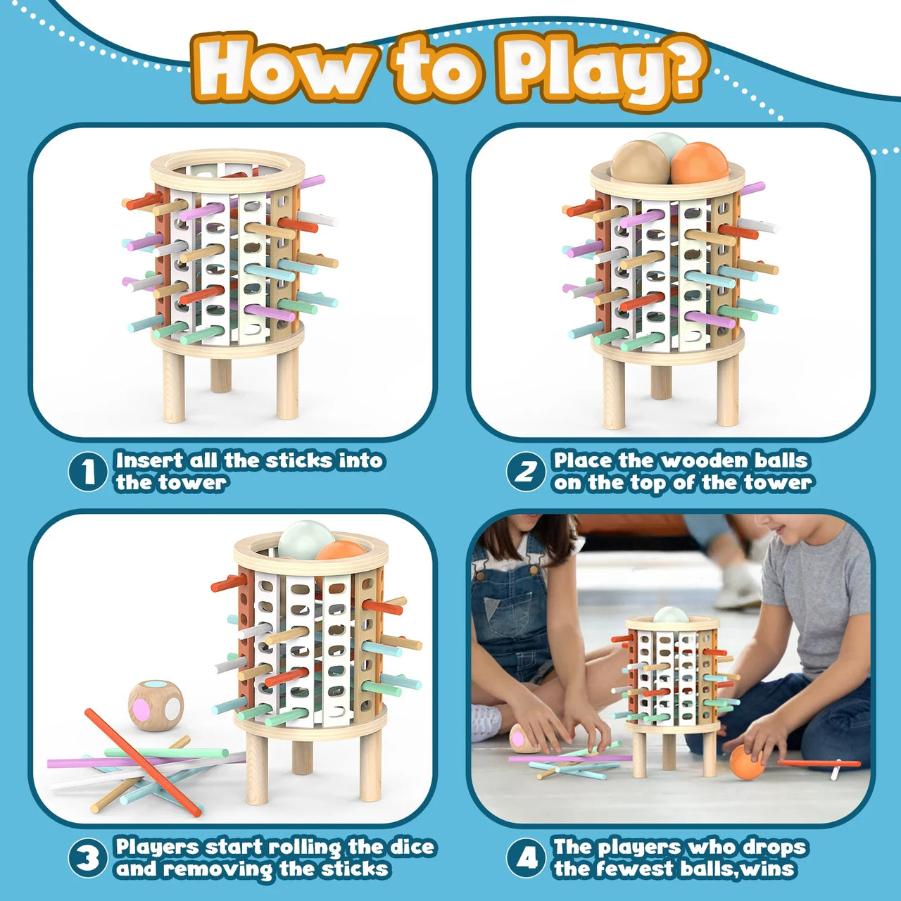 Balance Tower™ – Impilare e contare – Gioco di pensiero in legno
