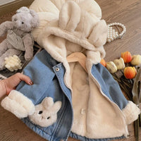 Thumbnail for Girls Bunny Denim Coat – Caldo e confortevole – Giacca per bambini