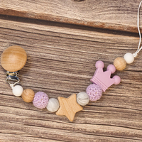 Thumbnail for Baby Pacifier Holder – Con nome – Perline personalizzate in legno e silicone