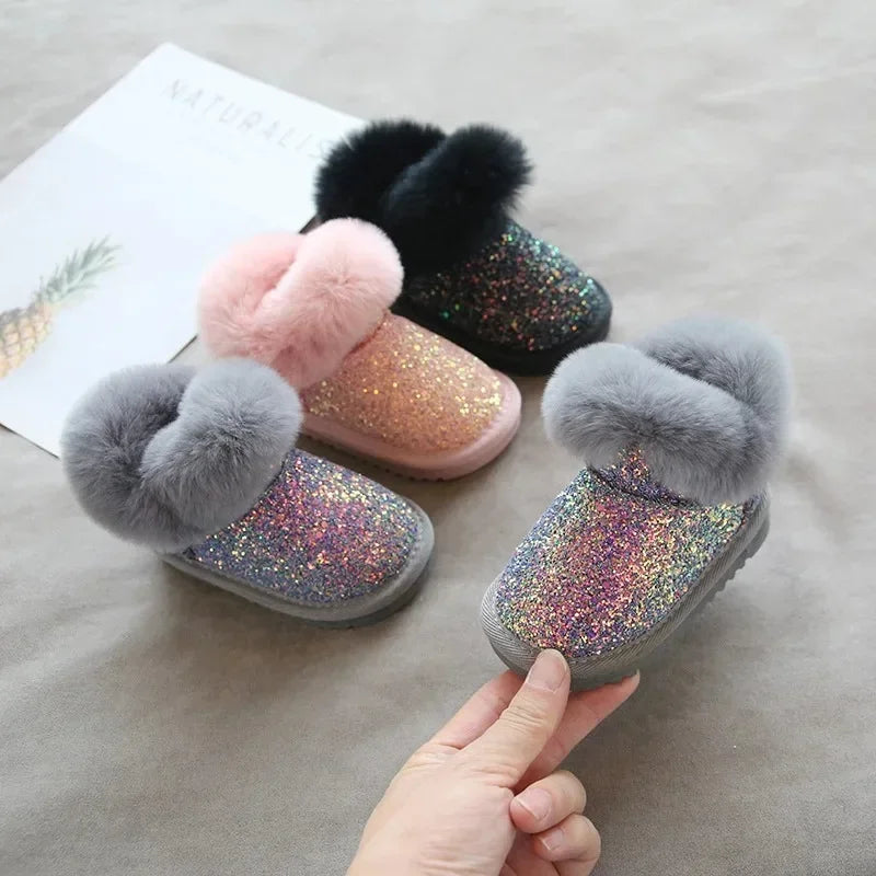 Mini Fashion™ - Caldi ed eleganti - Stivalo invernali glitterati da bambina